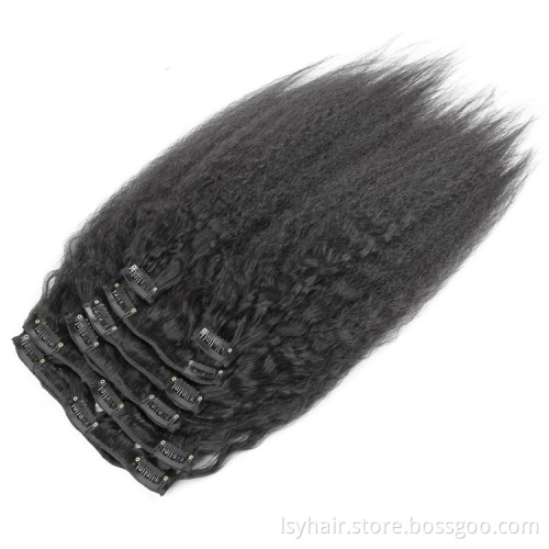 Wholesale Afro Kinky Straight Clip Ins Hair Extensions 100% Virgin Human Hair, Clip In 7PCS Per Set Full Head For Black Women